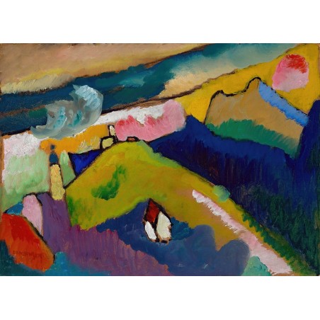  Obraz na płótnie 80x110cm Wassily Kandinsky Murnau Górski pejzaż z kościołem