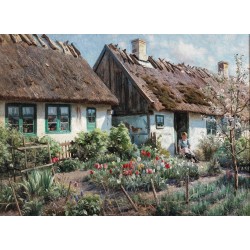  Obraz na płótnie 80x100cm Peder Mork Monsted Wiosna w wiejskim ogrodzie