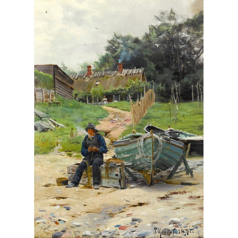  Obraz na płótnie 80x110cm Peder Mork Monsted Naprawianie sieci
