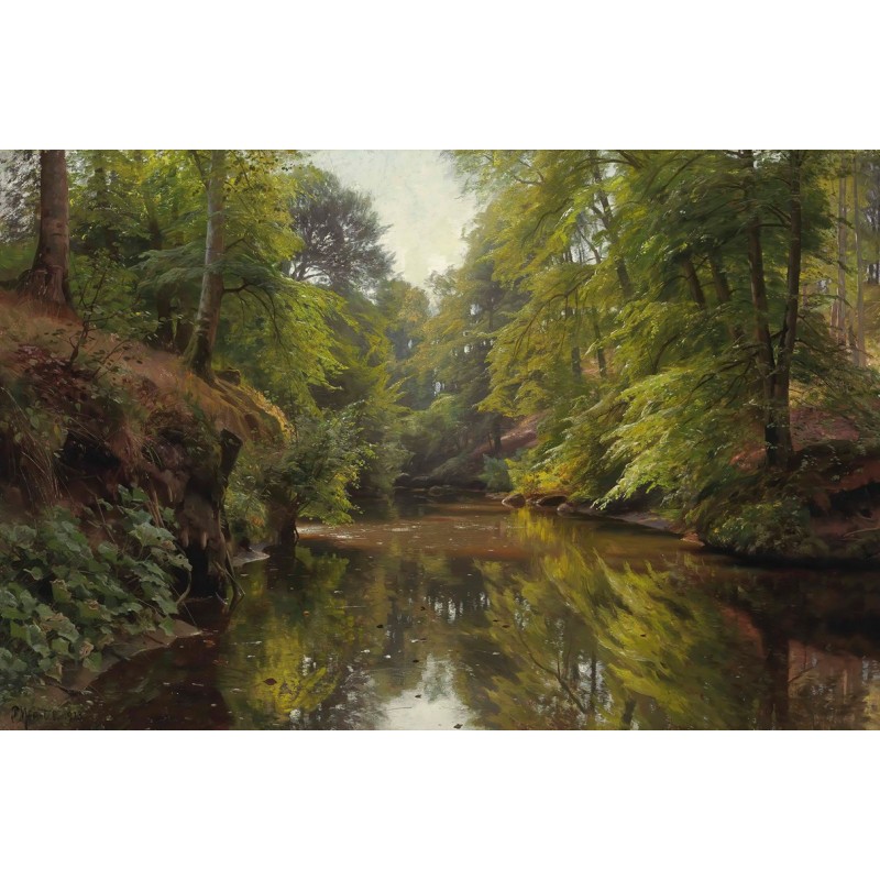  Obraz na płótnie 80x120cm Peder Mork Monsted Leśny krajobraz nad rzeką