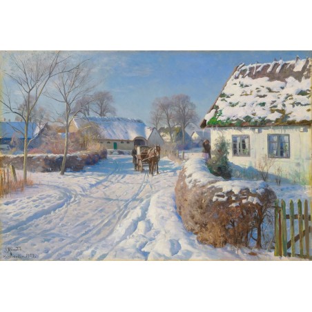  Obraz na płótnie 80x120cm Peder Mork Monsted Wieś w śniegu