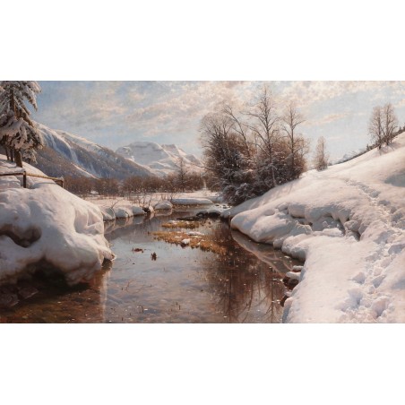  Obraz na płótnie 80x130cm Peder Mork Monsted Zimowe słońce w Engadynie