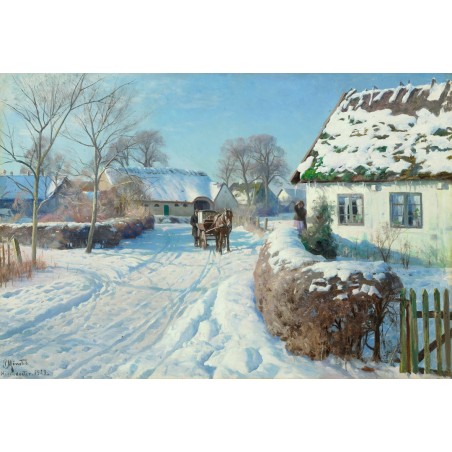  Obraz na płótnie 80x120cm Peder Mork Monsted Wieś w śniegu