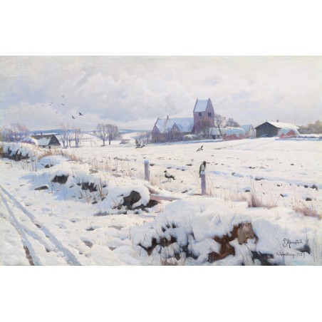  Obraz na płótnie 80x120cm Peder Mork Monsted Zimowy krajobraz