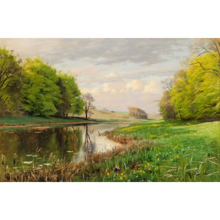  Obraz na płótnie 80x120cm Peder Mork Monsted Letni krajobraz z rzeką