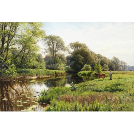  Obraz na płótnie 80x120cm Peder Mork Monsted Nad rzeką