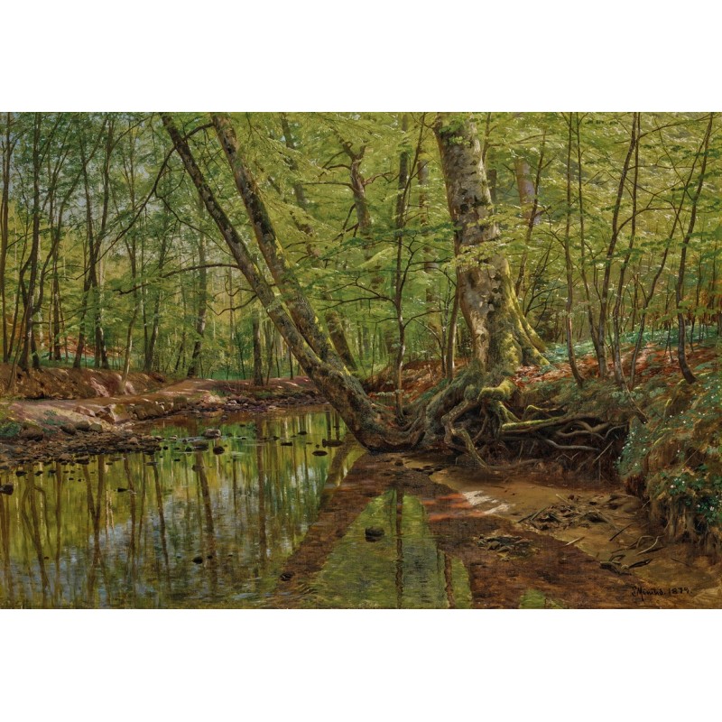  Obraz na płótnie 80x110cm Peder Mork Monsted Krajobraz leśny z rzeką