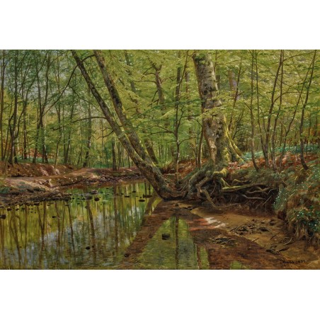  Obraz na płótnie 80x110cm Peder Mork Monsted Krajobraz leśny z rzeką