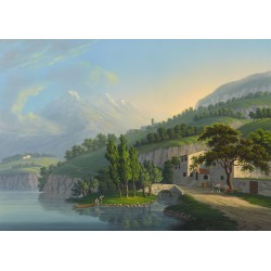  Obraz na płótnie 80x110cm Johann Heinrich Bleuler the Younger Nad jeziorem Como