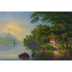  Obraz na płótnie 80x110cm Johann Heinrich Bleuler the Younger Nad jeziorem czterech kantonów