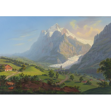  Obraz na płótnie 80x110cm Johann Heinrich Bleuler the Younger Wetterhorn w Grindelwald