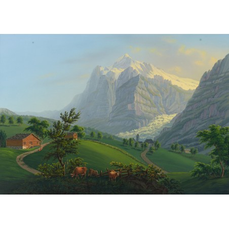  Obraz na płótnie 80x110cm Johann Heinrich Bleuler the Younger Wetterhorn w Grindelwaldzie