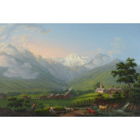  Obraz na płótnie 80x120cm Johann Heinrich Bleuler the Younger Dolina Engstligen