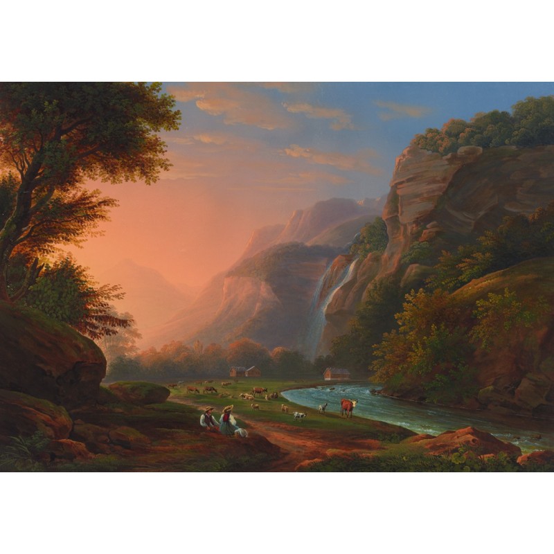  Obraz na płótnie 80x110cm Johann Heinrich Bleuler the Younger Strumień Falchernbach