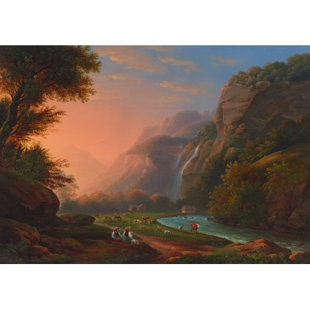  Obraz na płótnie 80x110cm Johann Heinrich Bleuler the Younger Strumień Falchernbach