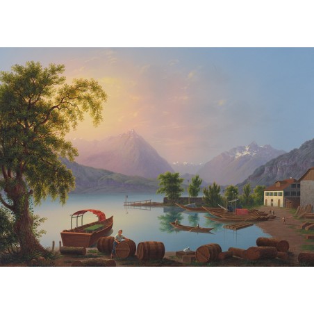  Obraz na płótnie 80x110cm Johann Heinrich Bleuler the Younger Jezioro Thun