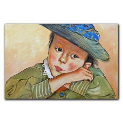  Obraz olejny ręcznie malowany na płótnie 60x90cm Stanisław Wyspiański Dziewczynka w niebieskim kapeluszu kopia