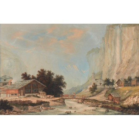  Obraz na płótnie 80x120cm Johann Heinrich Bleuler the Younger Wodospad