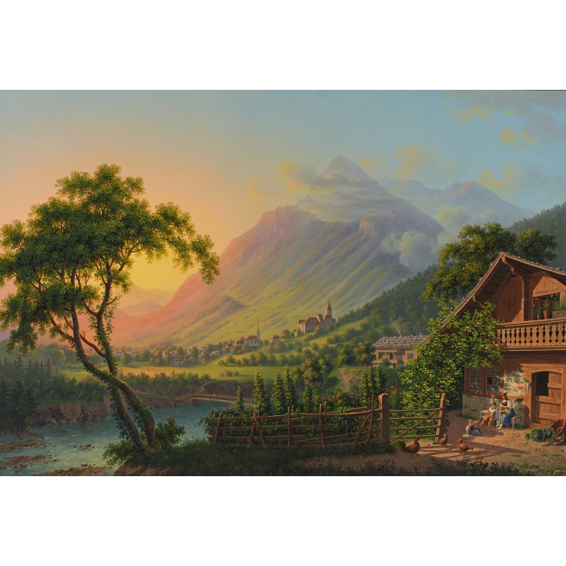  Obraz na płótnie 80x120cm Johann Heinrich Bleuler the Younger Rzeka Kander