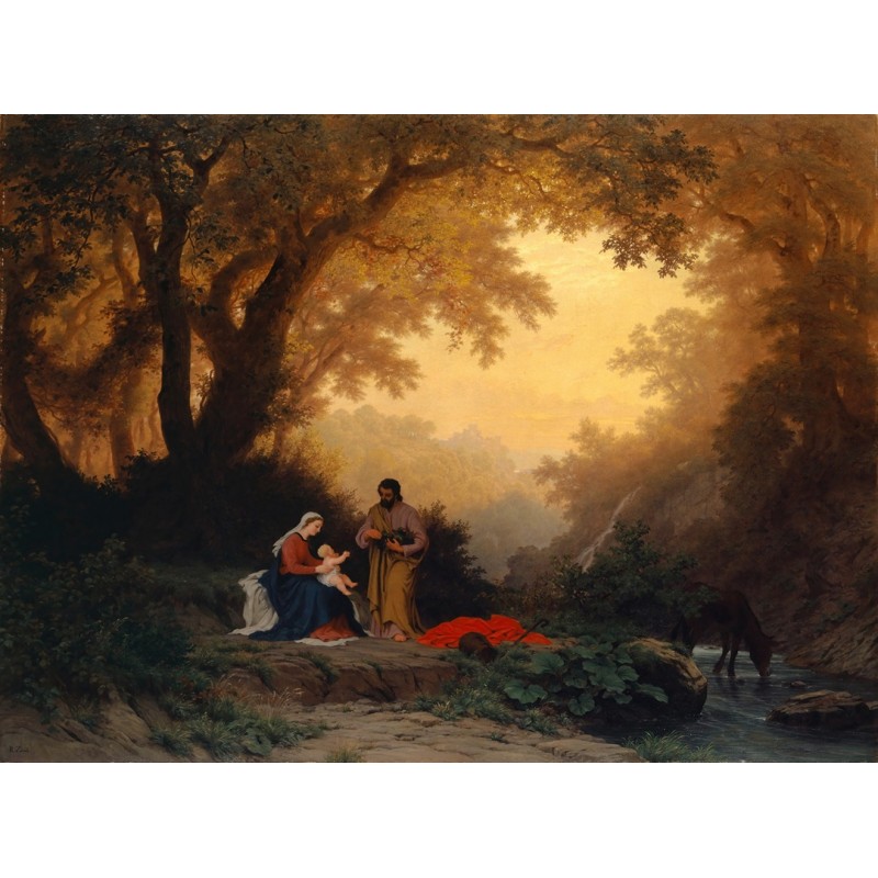  Obraz na płótnie 80x100cm Robert Zünd Odpoczynek Świętej Rodziny w czasie ucieczki do Egiptu