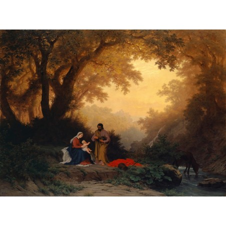  Obraz na płótnie 80x100cm Robert Zünd Odpoczynek Świętej Rodziny w czasie ucieczki do Egiptu