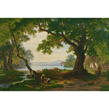  Obraz na płótnie 80x120cm Robert Zünd Nad Jeziorem Sempach