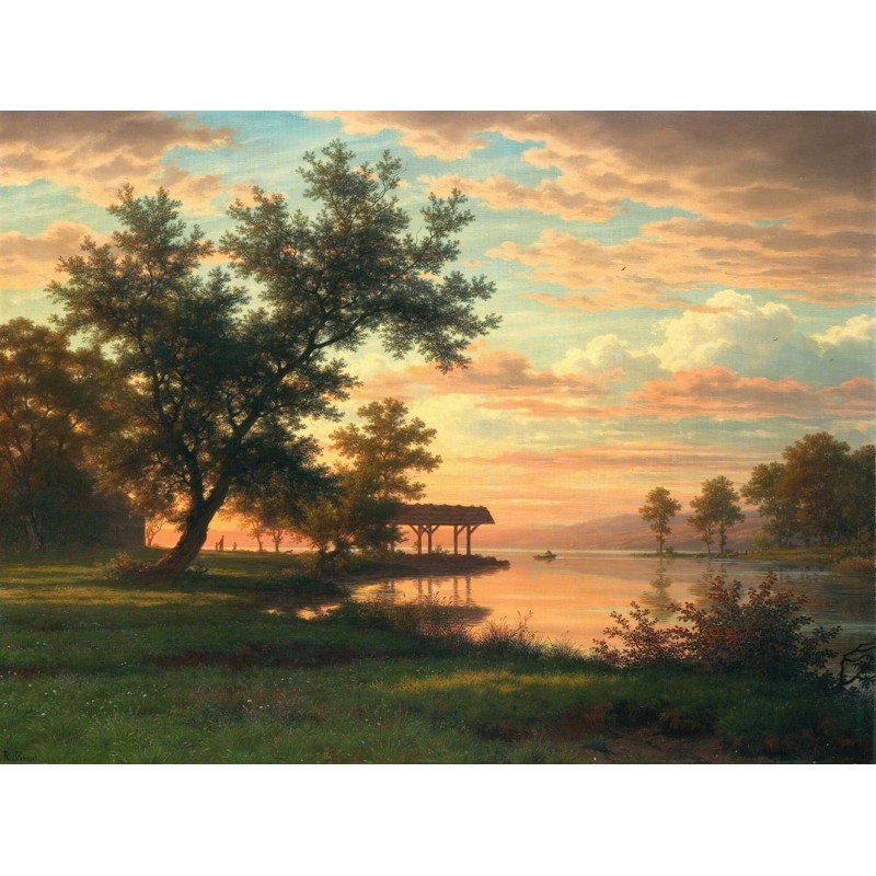  Obraz na płótnie 80x100cm Robert Zünd Wieczór nad jeziorem