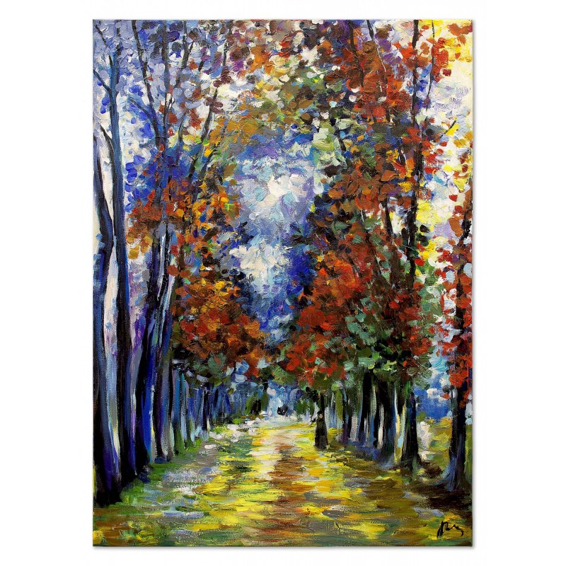 Obraz olejny ręcznie malowany Alejka w parku 110x150cm