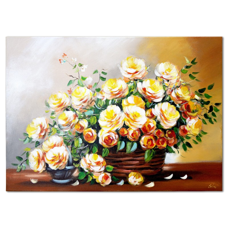  Obraz malowany Róże 110x150cm