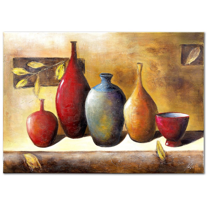  Obraz malowany Kolorowe dzbanki 110x150cm