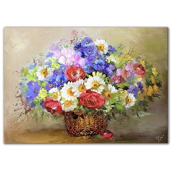 Obraz olejny ręcznie malowany Kwiaty w wazonie 110x150cm