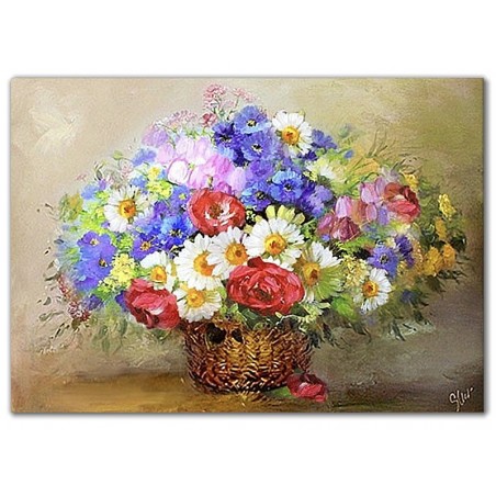 Obraz olejny ręcznie malowany Kwiaty w wazonie 110x150cm