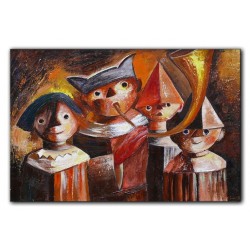  Obraz olejny ręcznie malowany na płótnie 90x60cm Tadeusz Makowski Dzieci z trąbą kopia
