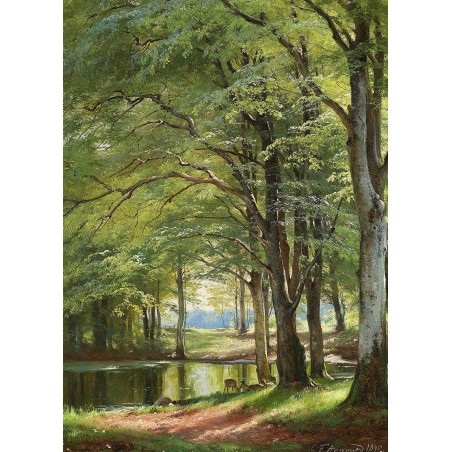  Obraz na płótnie 80x110cm Carl Frederik Aagaard Strumień przepływający przez las