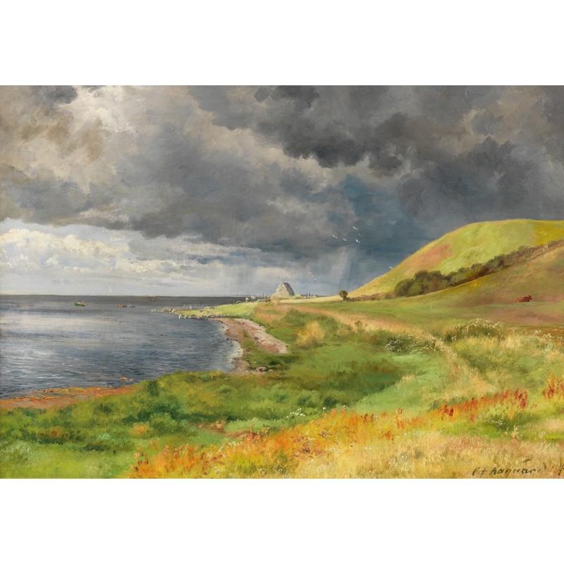  Obraz na płótnie 80x110cm Carl Frederik Aagaard Nadchodzący deszcz nad duńskim wybrzeżem