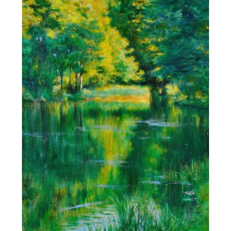  Obraz na płótnie 50x60cm Władysław Podkowiński Jezioro w parku