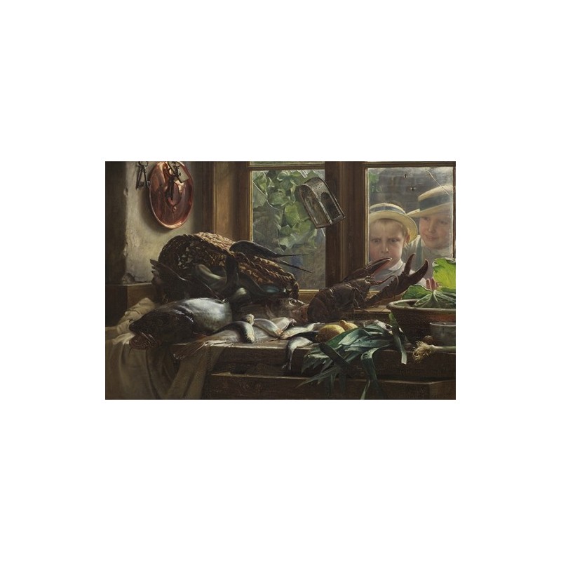  Obraz na płótnie 50x35cm Carl Bloch Martwa natura z rybami