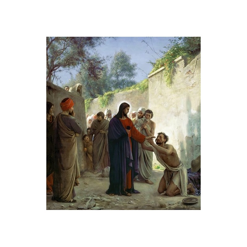  Obraz na płótnie 50x60cm Carl Bloch Chrystus uzdrawiający niewidomego