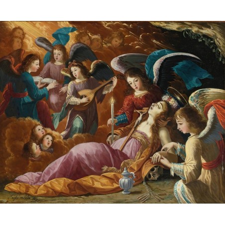  Obraz na płótnie 80x100cm Josefa de Ayala e Cabrera Pokutująca Maria Magdalena pocieszana przez anioły