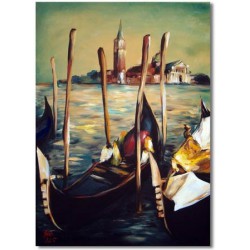  Obraz olejny ręcznie malowany 60x90cm Strzeliste gondole