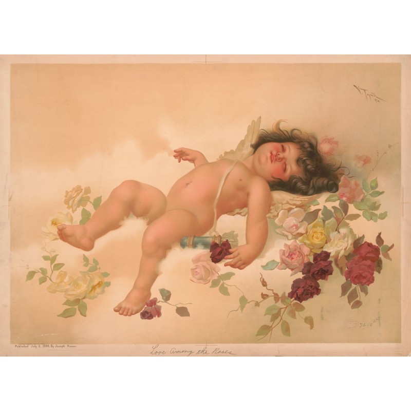  Obraz na płótnie 80x110cm Joseph Hoover Miłość pośród róż