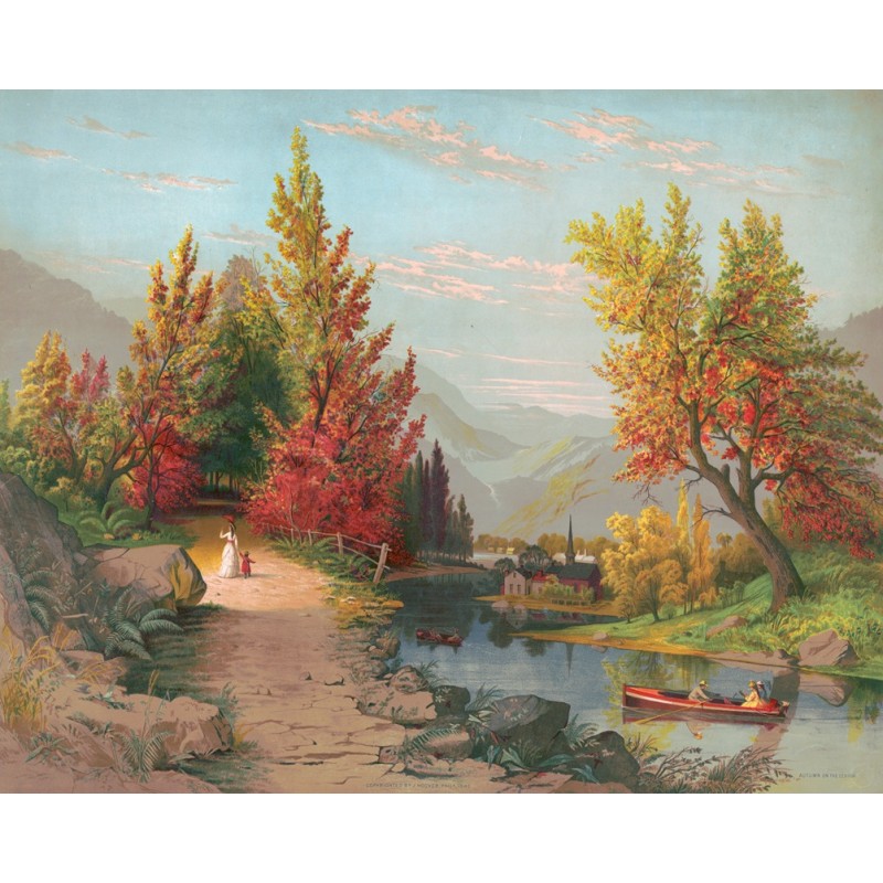  Obraz na płótnie 80x100cm Joseph Hoover Jesień nad Lehigh