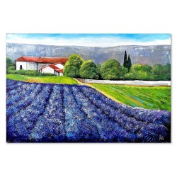 Obraz olejny ręcznie malowany Pole Lawendowe 60x90cm