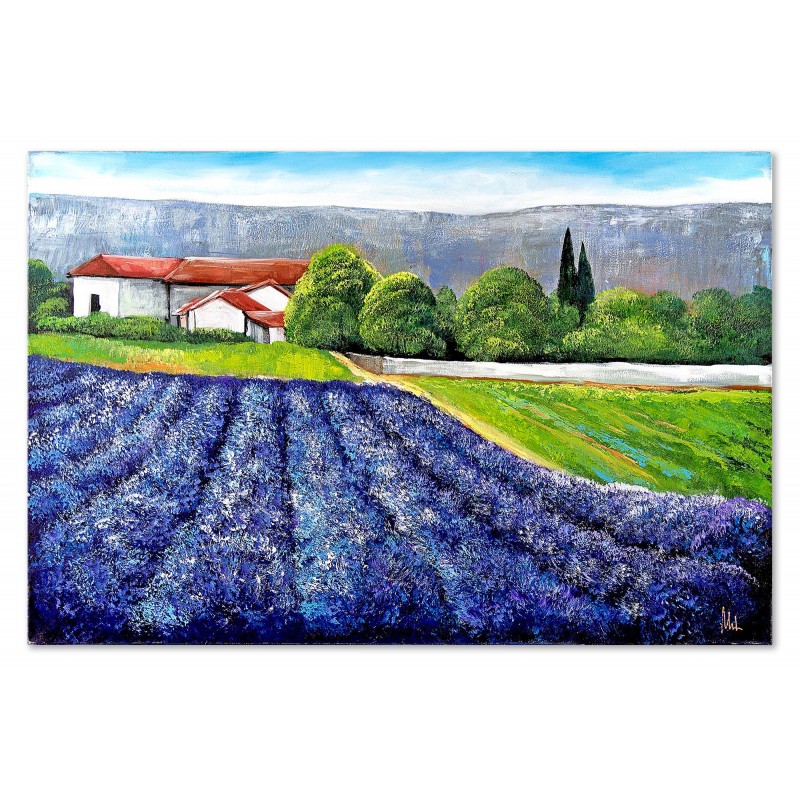 Obraz olejny ręcznie malowany Pole Lawendowe 60x90cm
