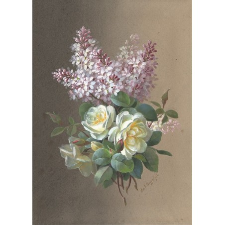  Obraz na płótnie 60x80cm Paul de Longpre Róże i bzy