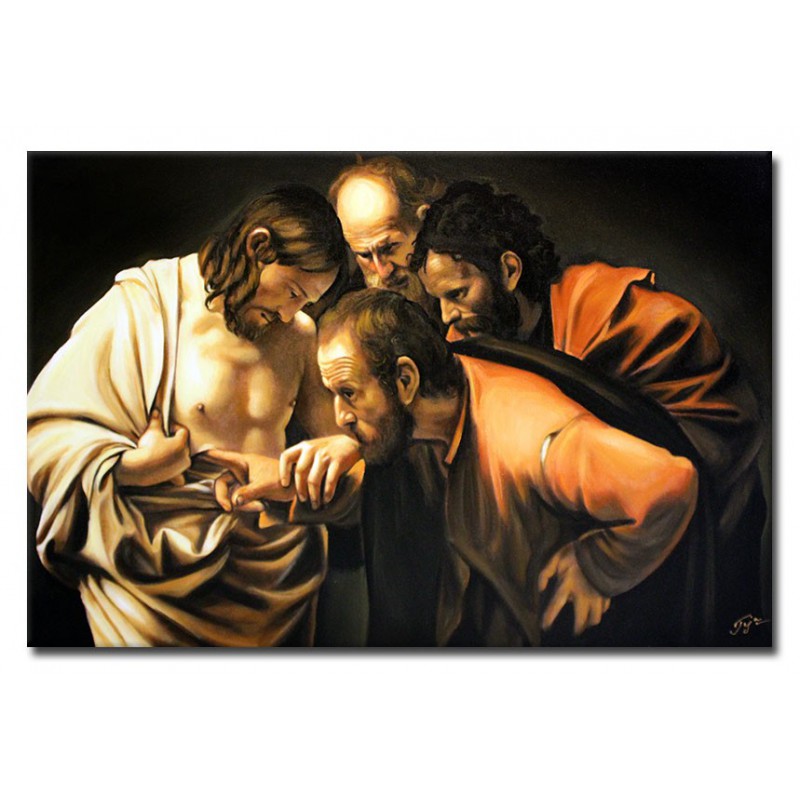  Obraz olejny ręcznie malowany 60x90 cm Caravaggio Niewierny Tomasz