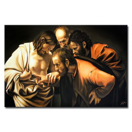  Obraz olejny ręcznie malowany 60x90 cm Caravaggio Niewierny Tomasz