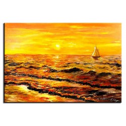  Obraz olejny ręcznie malowany statek na morzu 90x60cm