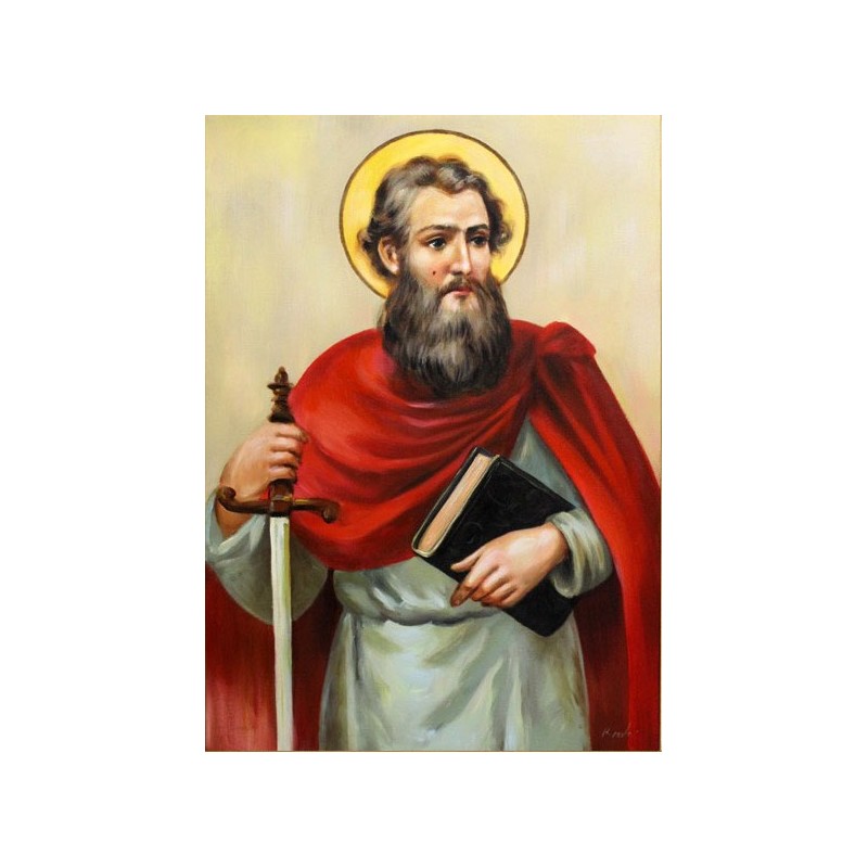  Obraz ręcznie malowany religijny 50x70cm Święty Paweł