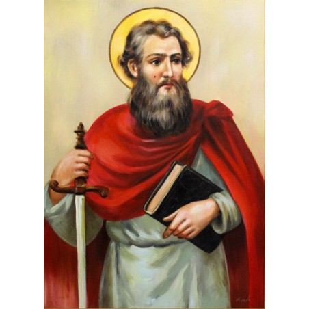  Obraz ręcznie malowany religijny 50x70cm Święty Paweł